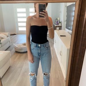 Strapless ribbed bodysuit